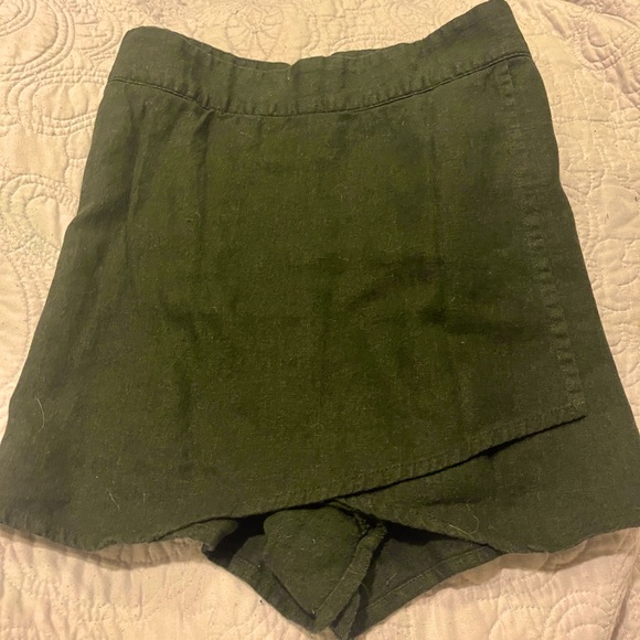 Pants - Black Linen Skort